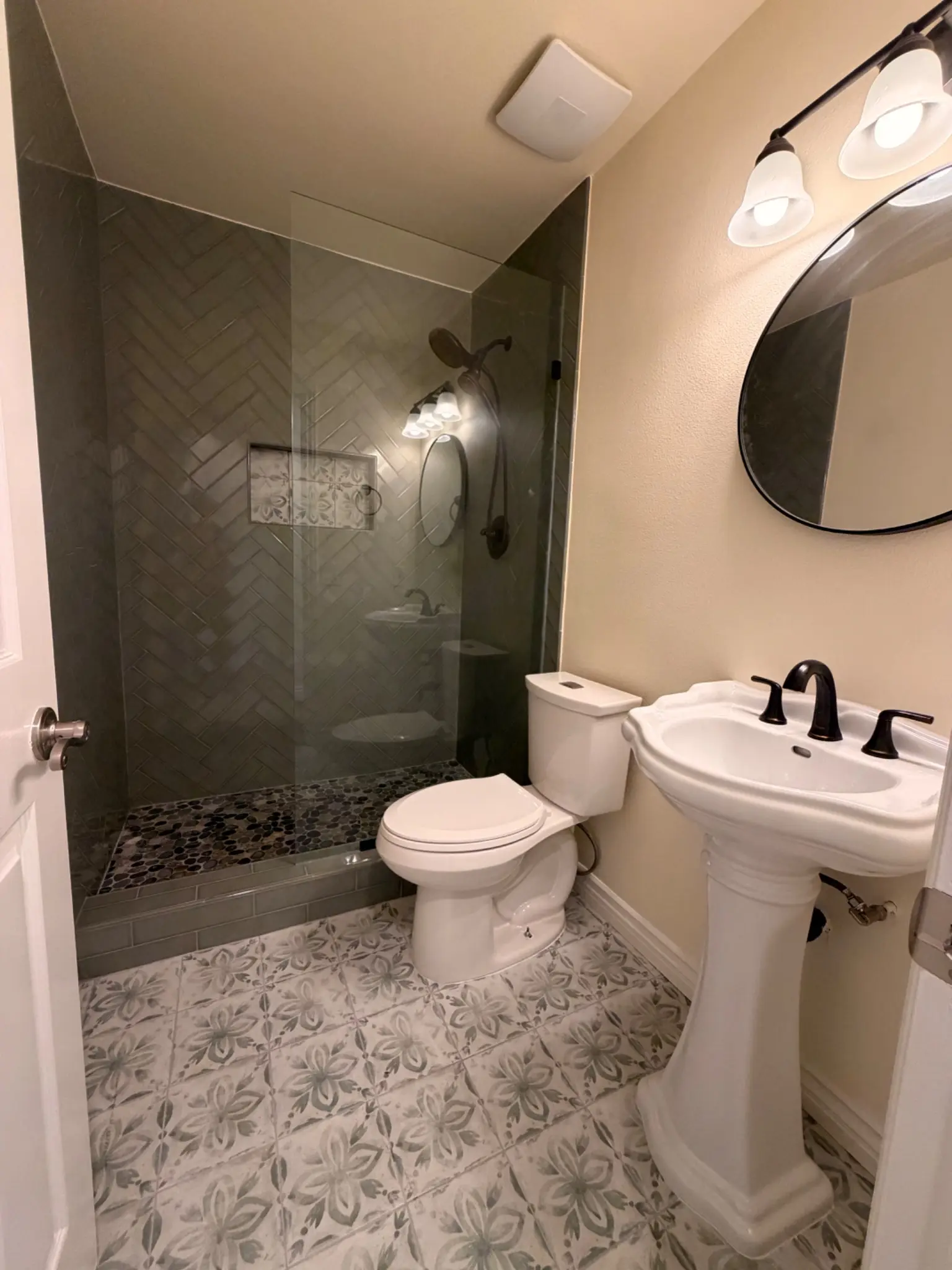 Completed tub-to-walk-in-shower conversion in Tustin